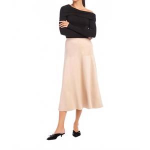 NEW FIFTEEN TWENTY blythe faux suede midi skirt in almond